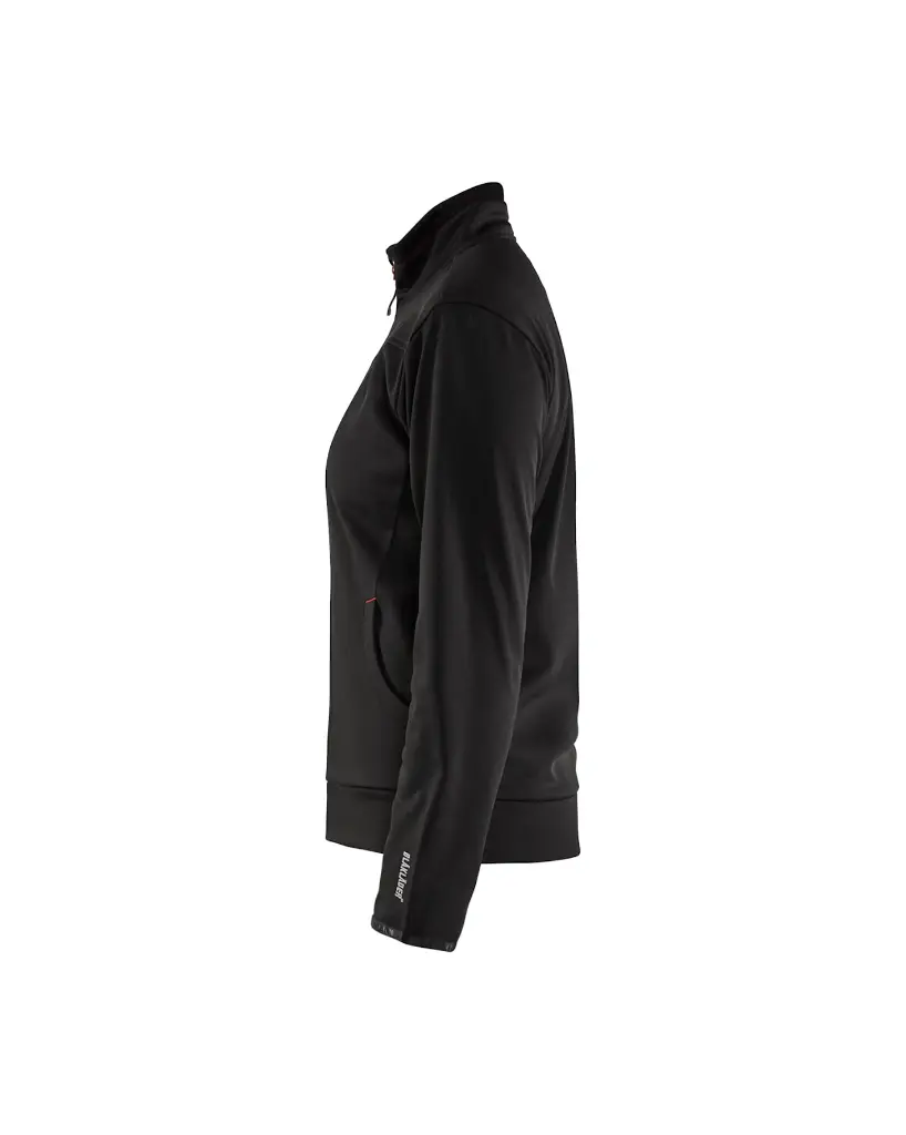 339425269956_Dames_Service_Sweat_Jacket_Zwart_Rood_Linkerzijde.webp