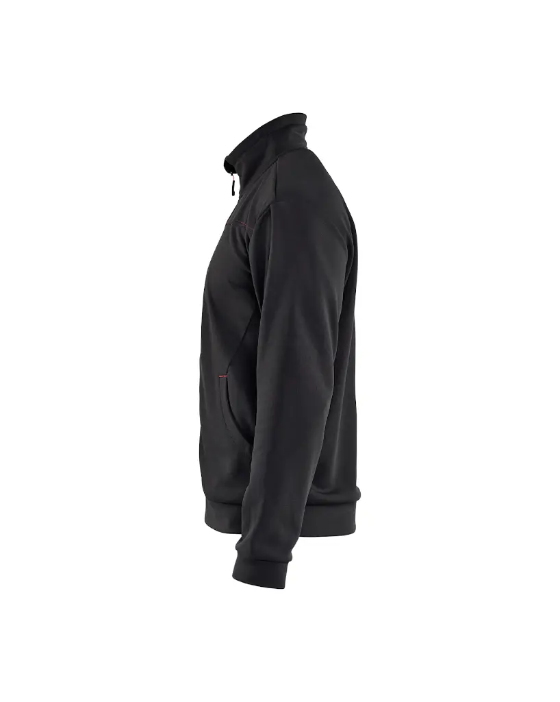 336225269956_Heren_Sweat_Jacket_Zwart_Rood_Linkerzijde.webp