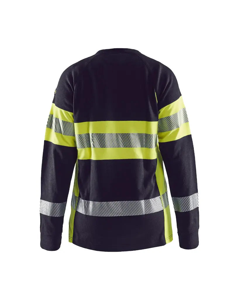 349417618933_Dames_T-Shirt_LS_Marine_Geel_Rugzijde.webp