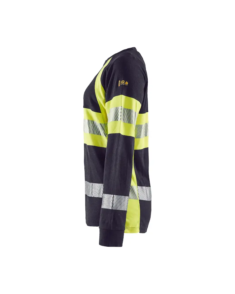 349417618933_Dames_T-Shirt_LS_Marine_Geel_Rechterzijde.webp