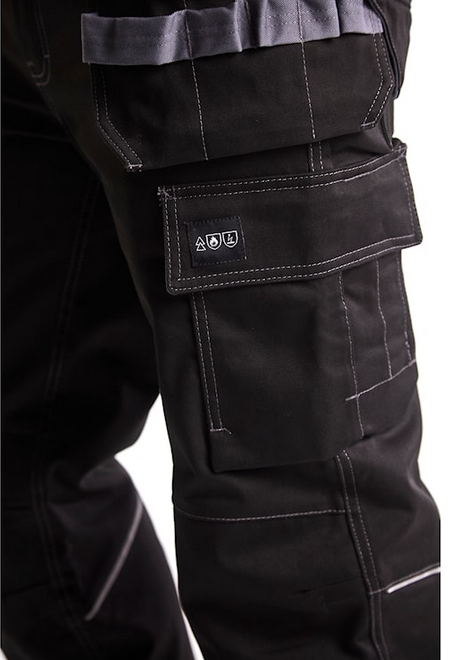 1461-1516 Vlam. werkbroek zwart-grijs - Linkerbeenzak