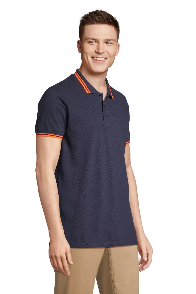 Sol's 00577 Pasadena Polo Men Marine - Oranje - Zijkant.webp