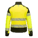 T171YBR_ PW3 Dames Hi-Vis Hybride Baffle Jack Geel_Zwart_Rugzijde.webp