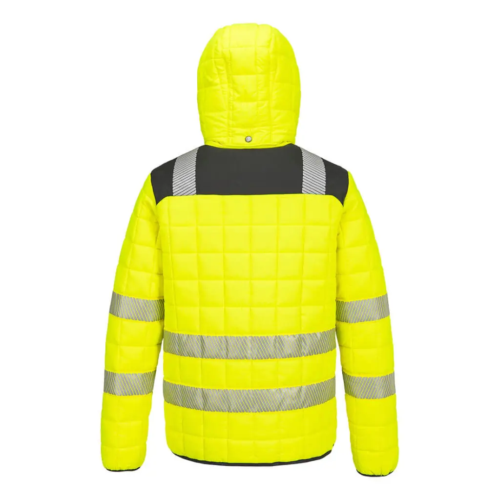 T165YBR_ PW3 Hi-Vis Square Baffle Jack Geel_Zwart_Rugzijde.webp