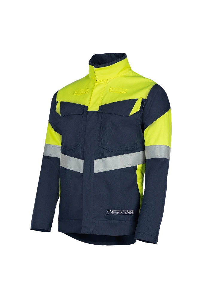 Sioen 603U Norwan werkjas Marine_Geel - Profiel.webp