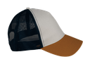 NS035 - Ecologische Truckerpet 5panel - Ivory-Curcuma-Navy Blue - Zijkant