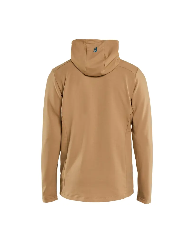 3594 2547 7101 Hoodie met schuine halve rits Nougat - Rugzijde.webp