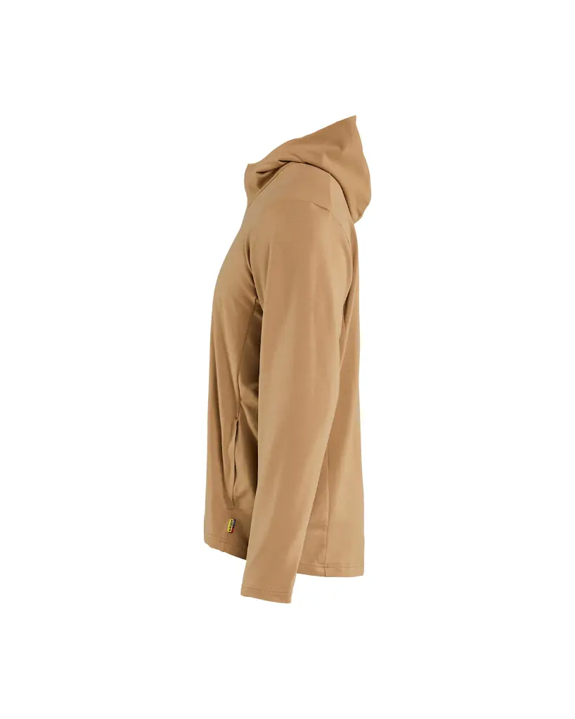 3594 2547 7101 Hoodie met schuine halve rits Nougat - Linkerzijde.webp