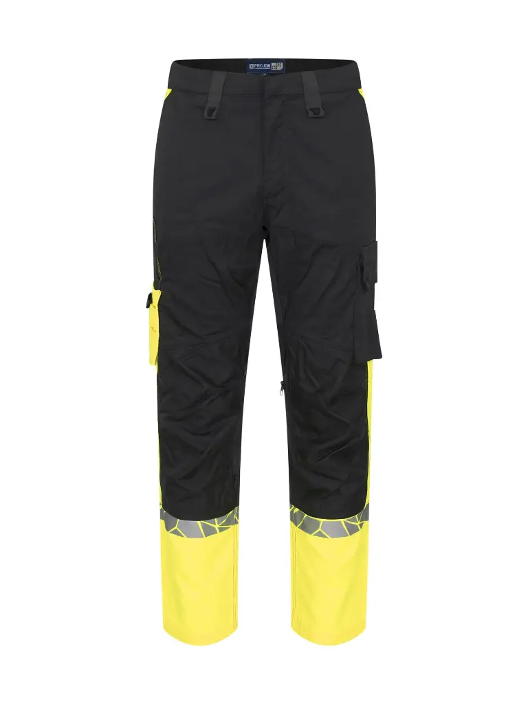 647508-9910_Stretchbroek_met_kniezakken_Zwart_Geel_Voorzijde.webp