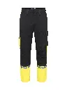 647508-9910_Stretchbroek_met_kniezakken_Zwart_Geel_Voorzijde.webp