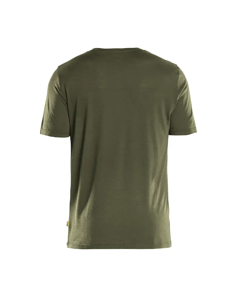 3536 1743 4209 T-Shirt KM Merinowol Donker Herfstgroen - Rugzijde.webp