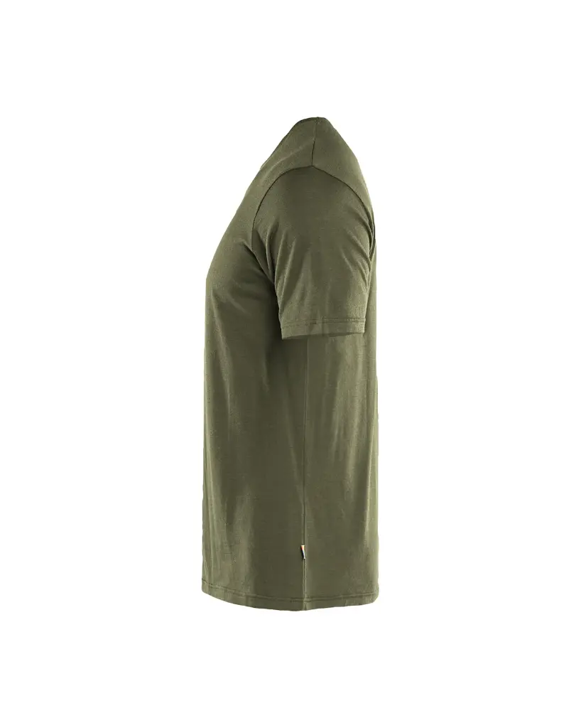 3536 1743 4209 T-Shirt KM Merinowol Donker Herfstgroen - Linkerzijde.webp