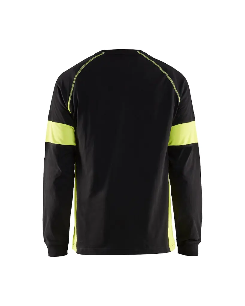 3520 1030 9933 - T-Shirt Zwart-Geel Lange Mouwen Visible Lijn - Rugzijde.webp