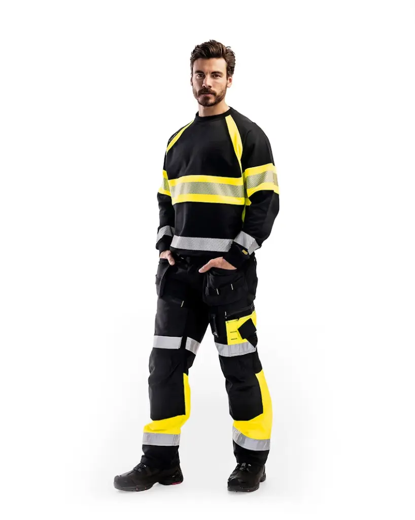 3359 1158 9933 - Sweater Hivis Zwart - Geel - Presentatie.webp