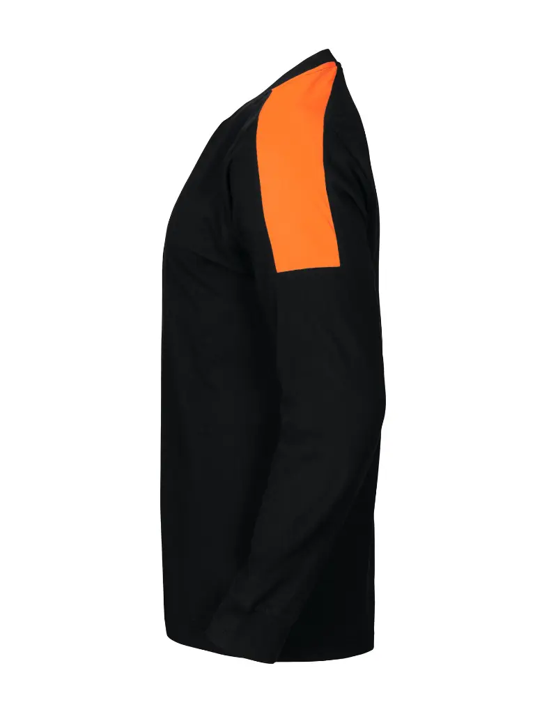 642020_9917_T-Shirt_LM_Zwart_Oranje_Linkerzijde.webp