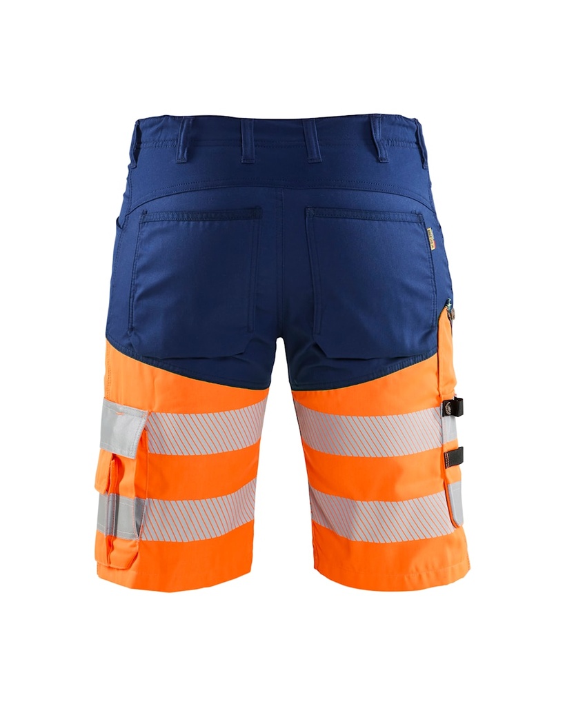 1541-1811 High Vis Short met stretch Marine - Fluo Oranje - Rugzijde