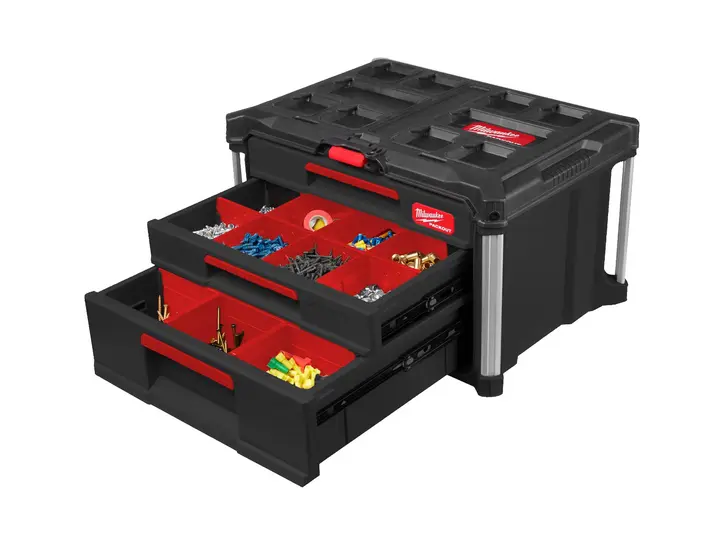4932493190 - PACKOUT™ Gereedschapskoffers met 2+1 lade - Open lades gevuld.webp