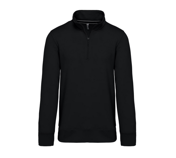 [K.487.ZW.0] K487 - Zip neck sweater 300gr low shrink (XS, zwart)