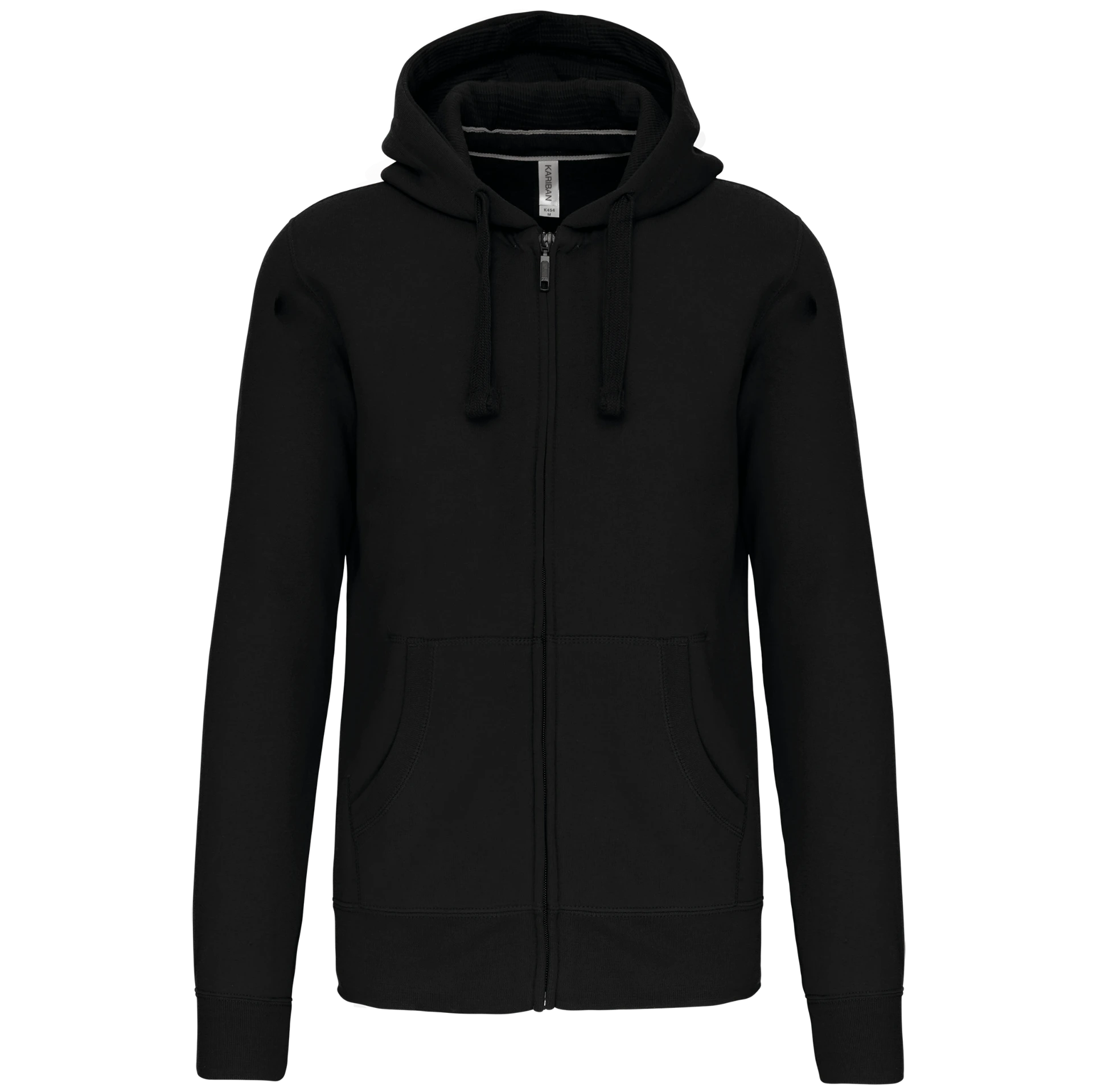 [K.454.BL.0] K454 - Zip Hooded Sweater Met Rits 300gr (XS, zwart)