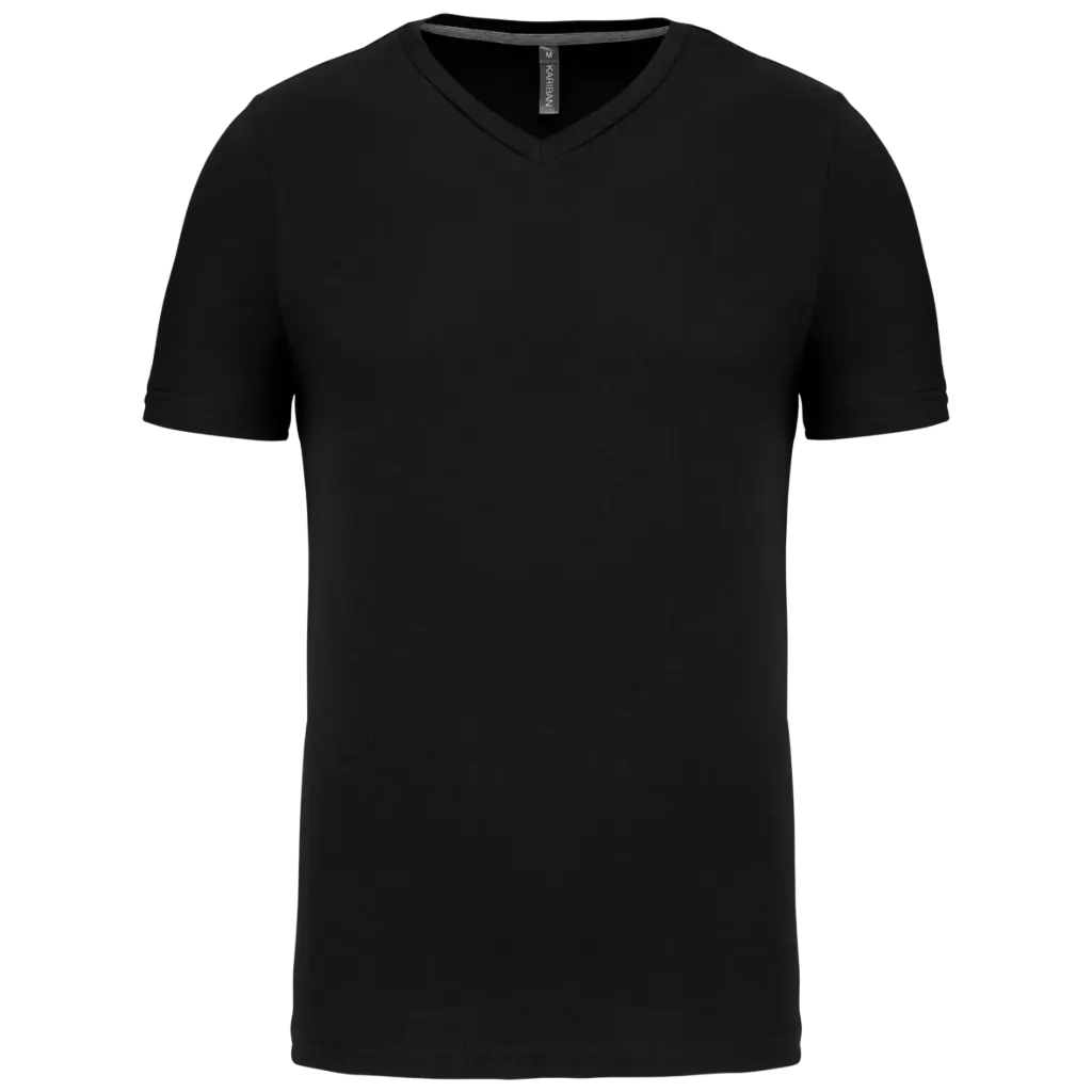 [K.357.36.1] T-shirt K357 col V manches courtes 280gr (S, zwart)