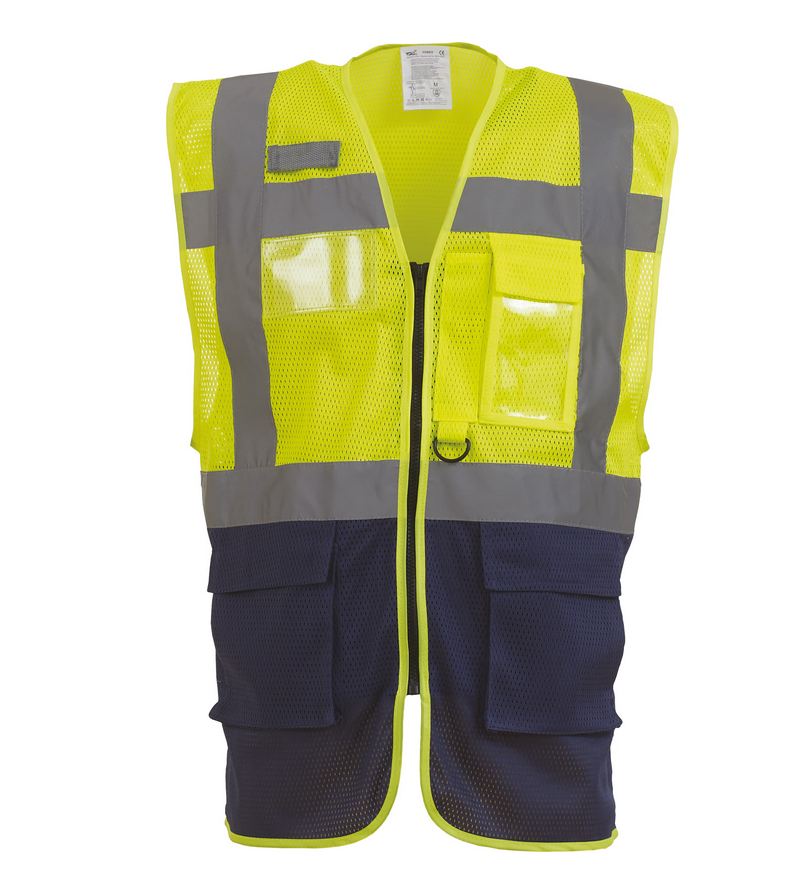 [YK.HVW820.GN.1] HVW820 Hi-vis top cool open-mesh hesje (S, geel/navy)