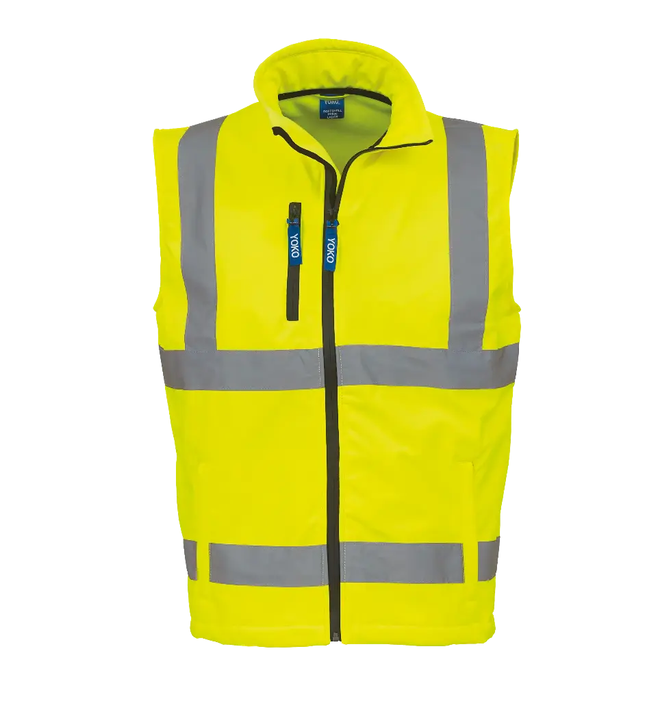 [YK.HV006.GE.1] HV006 Hivis Softshell Bodywarmer (S, fluogeel)