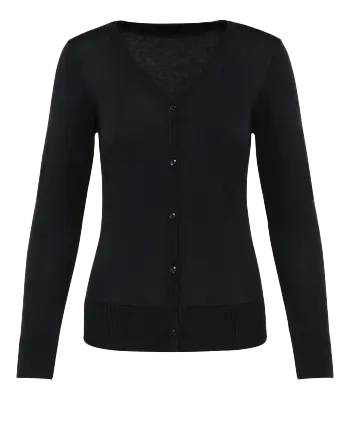 [K.PK903.ZW.0] PK903 - Supima Dames Cardigan ronde hals (XS, zwart)