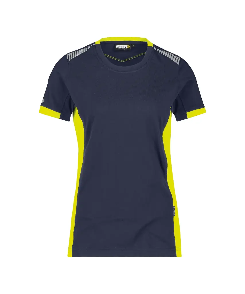 [DA.TAMPW0200] DASSY® Tampico women T-shirt pour femmes (XS, nachtblauw/fluogeel)