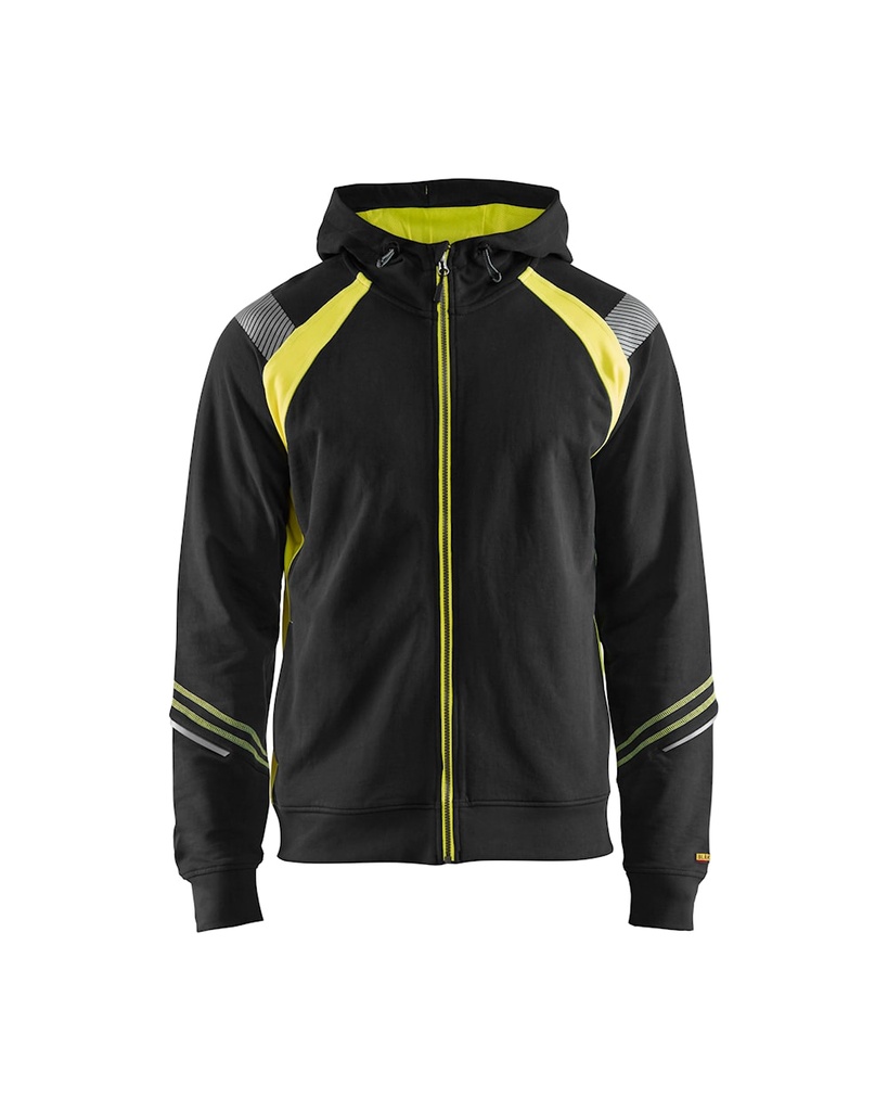 [343311589933.0] 3433 Hivis Full Zip Hoodie Visible (XS, 9933 Zwart/fluogeel)