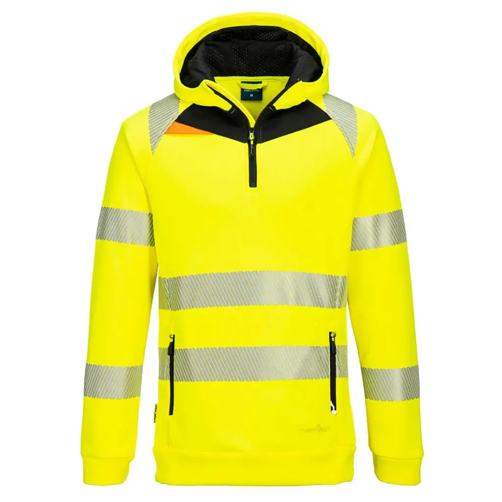 [PW.DX482.GE.1] DX482 - DX4 Hi-Vis 1/4 Pull à capuche zippée (S, fluogeel/zwart)