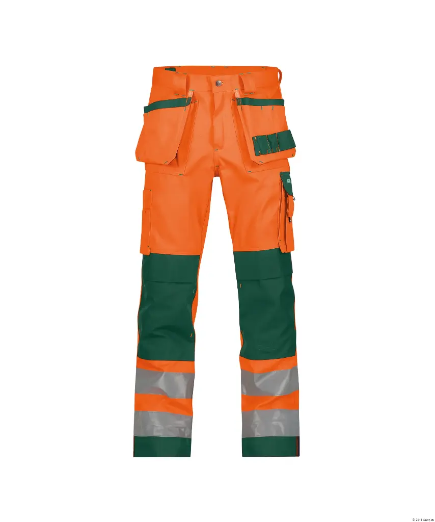 Glasgow HiVis pocketbroek met kniezakken or/groen