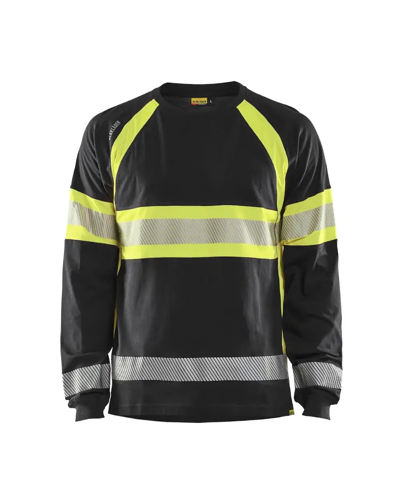 3510 - Hivis T-Shirt LS Zwart-Geel (XS)