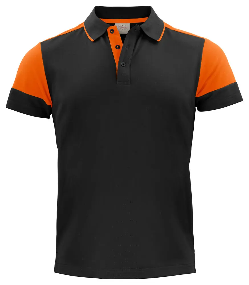 [PRI.22650249031] Printer Prime Polo Heren (S, 9030 Zwart/Oranje)