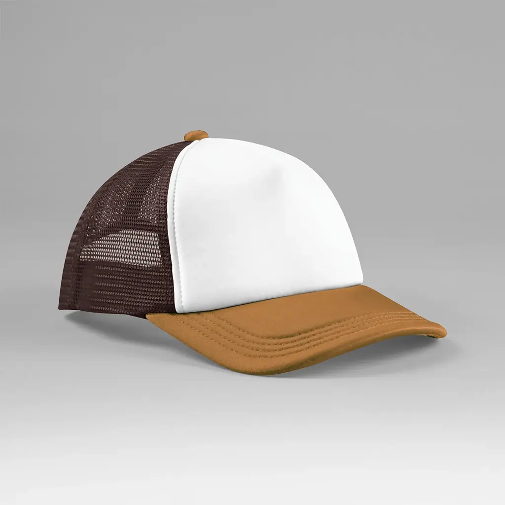 [B.B639.CHDA] B639 - Multicolour 5-panel trucker pet (bruin/antraciet)