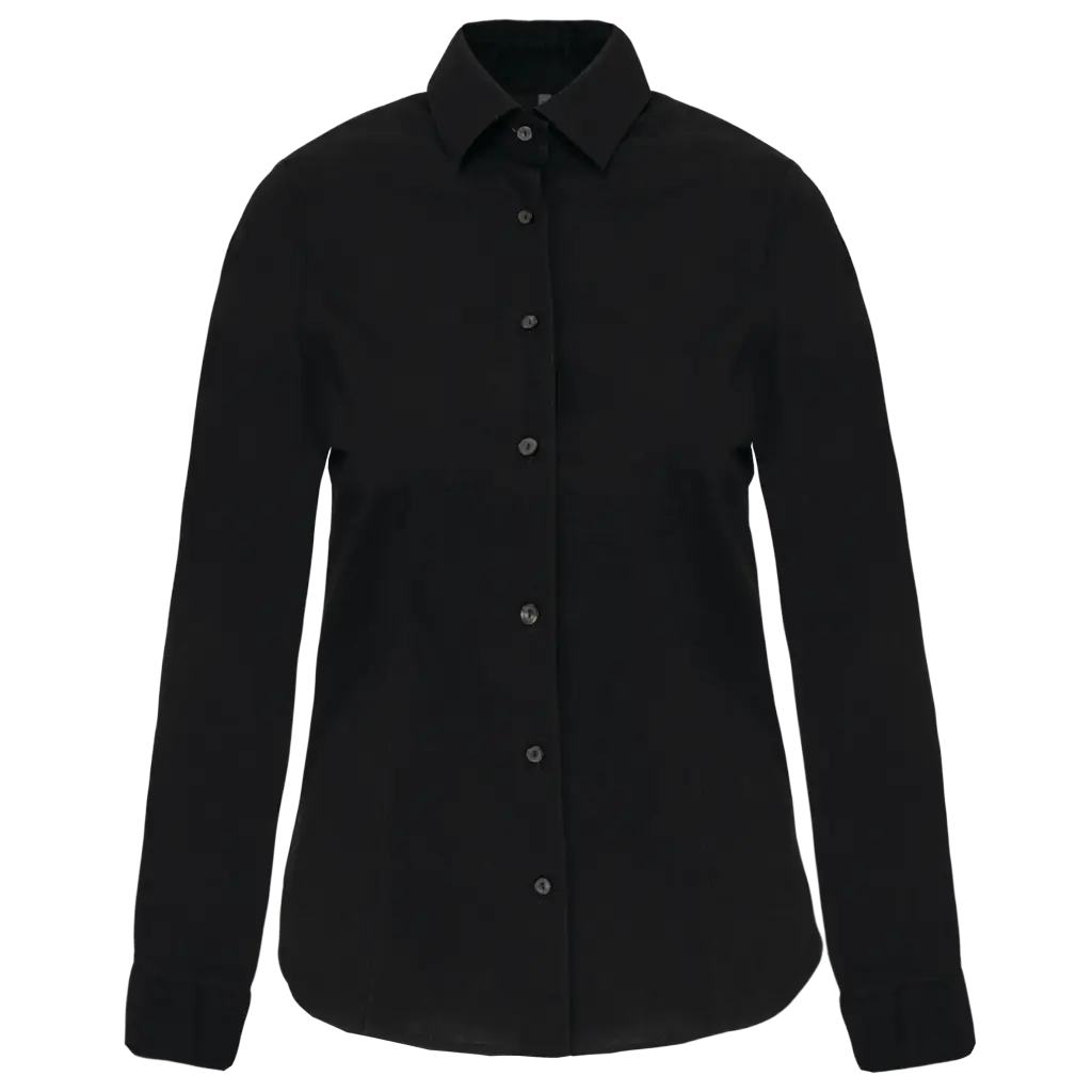 [K.530.ZW.0] K530 - Dames stretch blouse lange mouwen (XS, zwart)