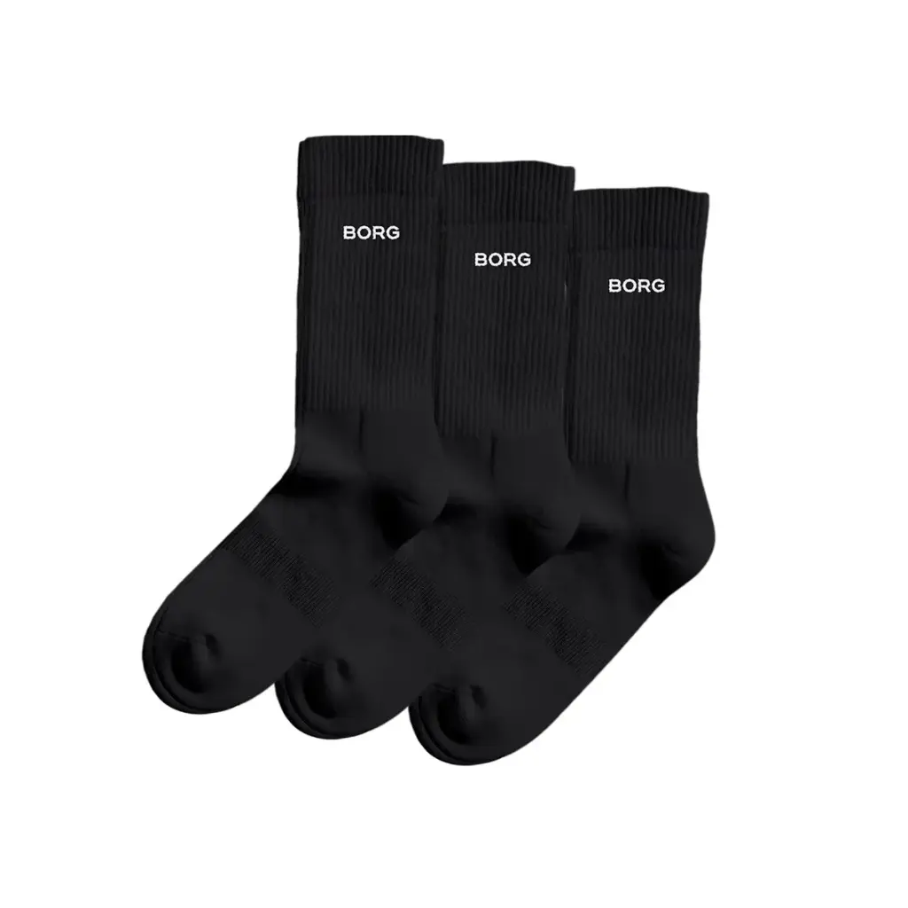 [BB.ESSES.ZW.1] Björn Borg Essential Crew 3-Pack Chausettes Noires (35/38)