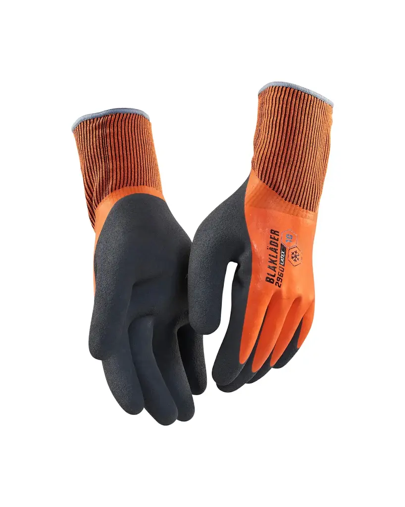 2962 Werkhandschoenen latex-gedipt gevoerd waterdicht (6pr)