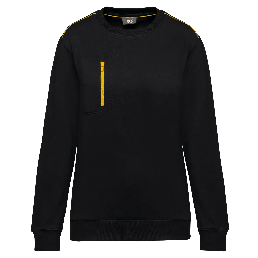 [K.WK403.ZG.0]  WK403 Day To Day unisex sweater met zak rits (XS, zwart/geel)