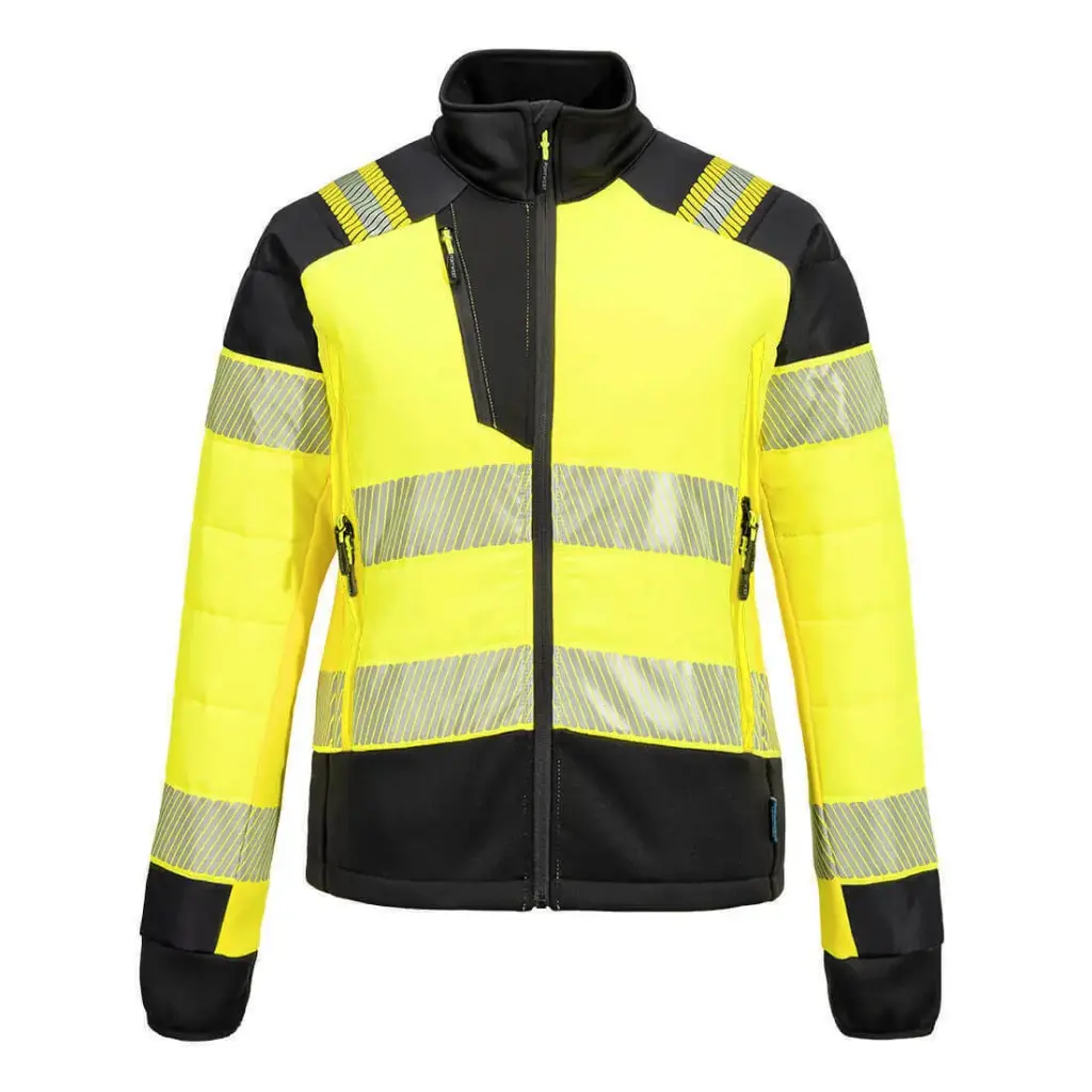 [PW.T171.GE.0] DX430 - Veste hybride baffle Haute visibilité Femme (XS, fluogeel/zwart)