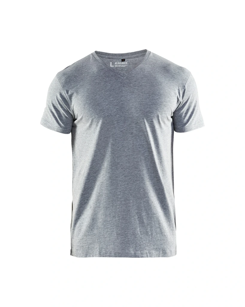 3360 - T-Shirt Col V Stretch Gris chiné