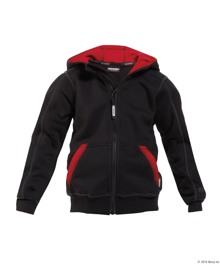 [DA.WATS0101] DASSY® Watson Kids Pull à capuche zippée (3/4(98/104), 9956 Zwart/rood)