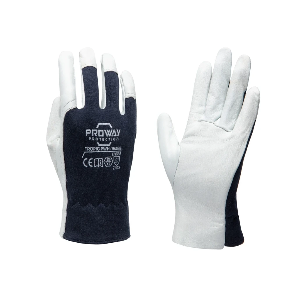 Des Gants 536B Tropic Cuir Nappa de mouton Blancs/Blues