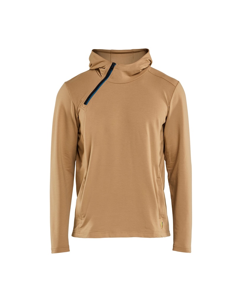 3594 Hoodie met schuine halve rits
