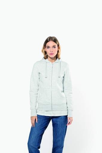 K464 - Damessweater met rits en capuchon