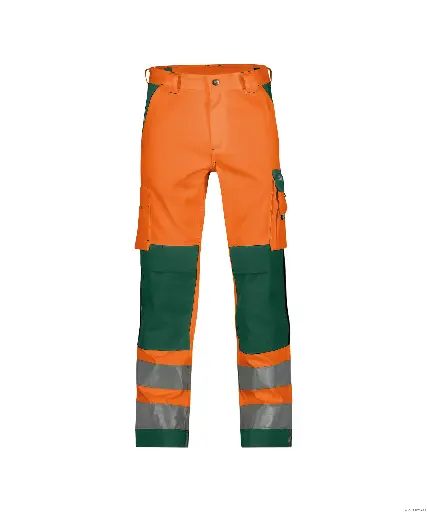 Buffalo HiVis broek met kniezakken oranje/groen
